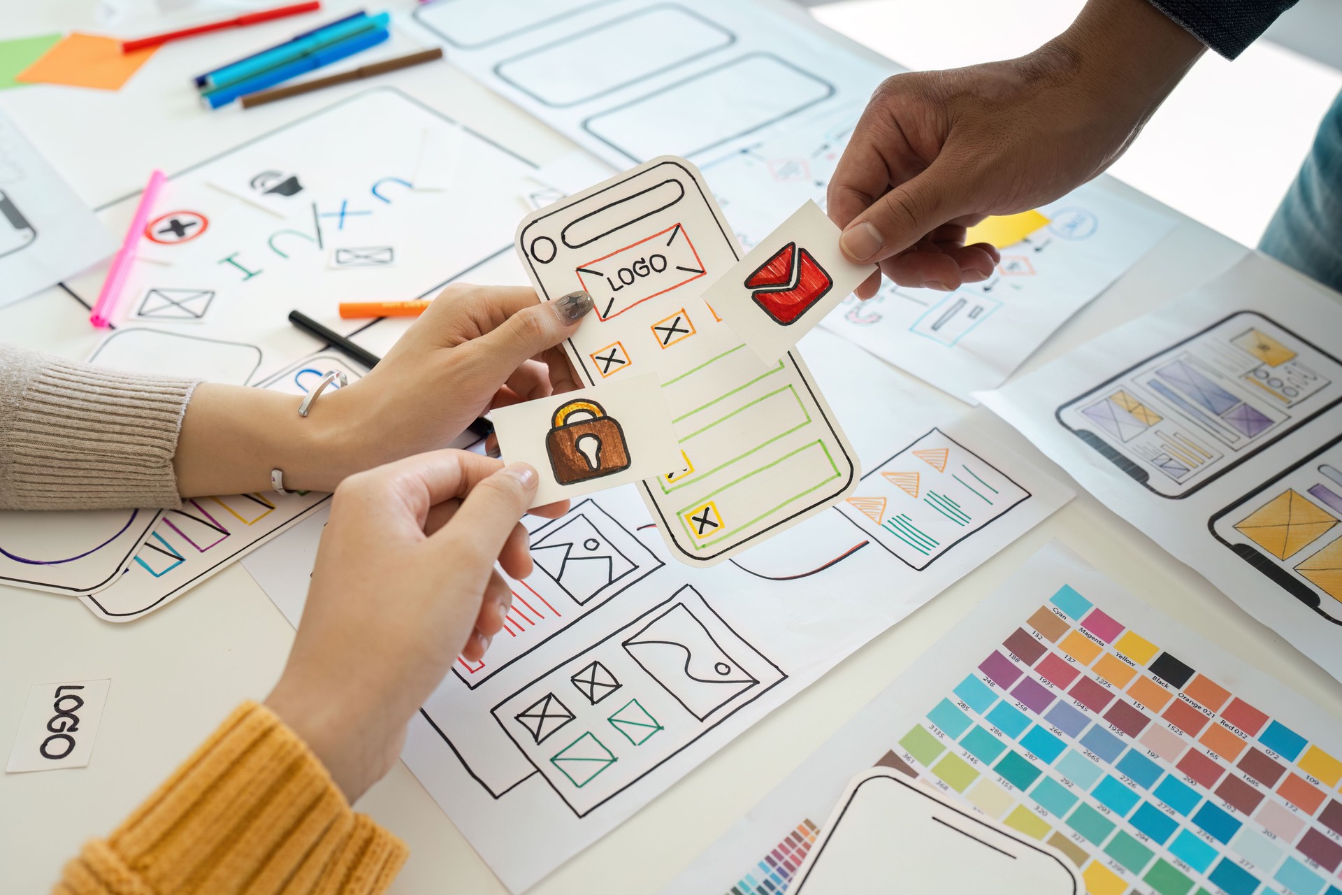 Creative UX UI Design Process with Wireframes and Prototypes for Mobile App Development